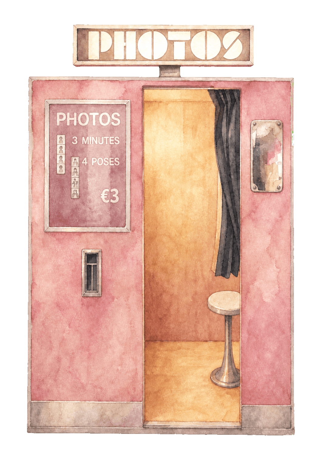 Pink watercolor vintage photo booth